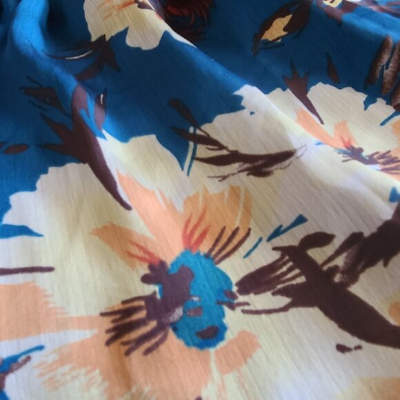 Sans Souci Boho Floral Off Shoulder Sheer Blue Blouse Top Small - Picture 5 of 6